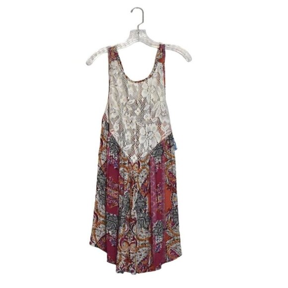 Free People Count Me In Trapeze Boho Tank Top Floral Mini Dress Size XS - Picture 2 of 15